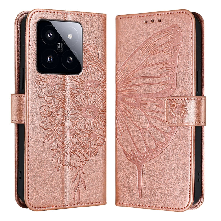 Embossed Butterfly Leather Phone Case, For Xiaomi Redmi K70E, For Xiaomi Poco X6 Pro, For Xiaomi 14 Ultra 5G Global, For Xiaomi 14 Pro 5G Global, For Xiaomi 14 5G Global, For Xiaomi Redmi Note 13 5G Global