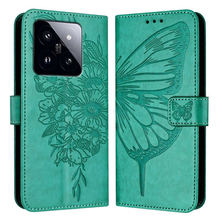 Embossed Butterfly Leather Phone Case, For Xiaomi Redmi K70E, For Xiaomi Poco X6 Pro, For Xiaomi 14 Ultra 5G Global, For Xiaomi 14 Pro 5G Global, For Xiaomi 14 5G Global, For Xiaomi Redmi Note 13 5G Global