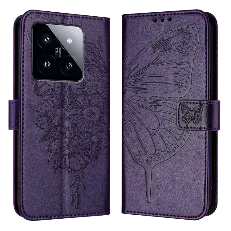 Embossed Butterfly Leather Phone Case, For Xiaomi Redmi K70E, For Xiaomi Poco X6 Pro, For Xiaomi 14 Ultra 5G Global, For Xiaomi 14 Pro 5G Global, For Xiaomi 14 5G Global, For Xiaomi Redmi Note 13 5G Global