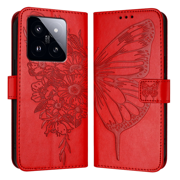 Embossed Butterfly Leather Phone Case, For Xiaomi Redmi K70E, For Xiaomi Poco X6 Pro, For Xiaomi 14 Ultra 5G Global, For Xiaomi 14 Pro 5G Global, For Xiaomi 14 5G Global, For Xiaomi Redmi Note 13 5G Global