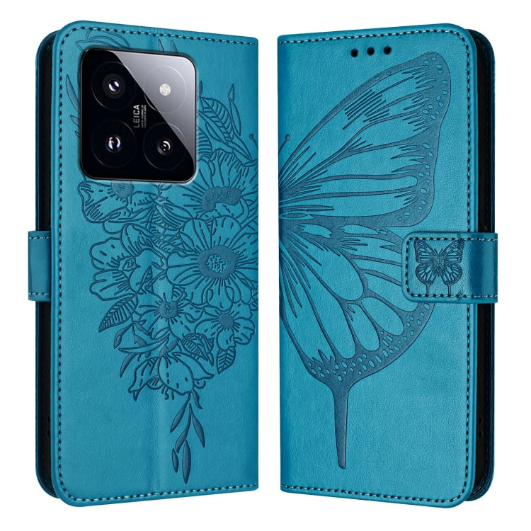 Embossed Butterfly Leather Phone Case, For Xiaomi Redmi K70E, For Xiaomi Poco X6 Pro, For Xiaomi 14 Ultra 5G Global, For Xiaomi 14 Pro 5G Global, For Xiaomi 14 5G Global, For Xiaomi Redmi Note 13 5G Global