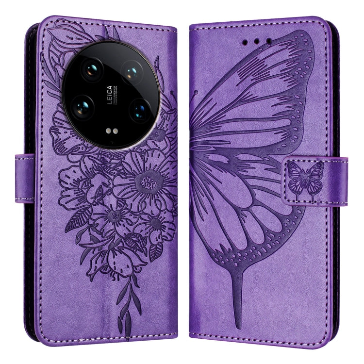 Embossed Butterfly Leather Phone Case, For Xiaomi Redmi K70E, For Xiaomi Poco X6 Pro, For Xiaomi 14 Ultra 5G Global, For Xiaomi 14 Pro 5G Global, For Xiaomi 14 5G Global, For Xiaomi Redmi Note 13 5G Global