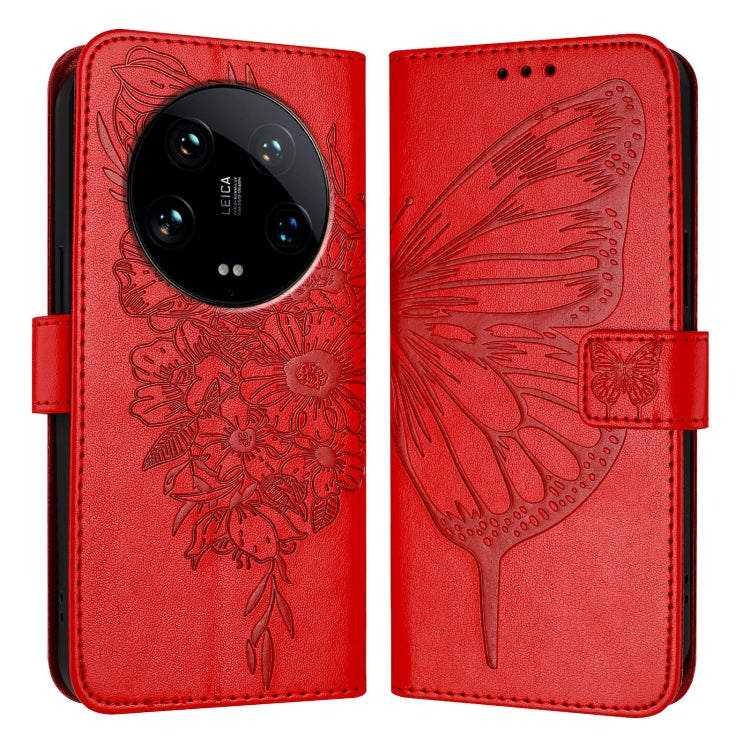 Embossed Butterfly Leather Phone Case, For Xiaomi Redmi K70E, For Xiaomi Poco X6 Pro, For Xiaomi 14 Ultra 5G Global, For Xiaomi 14 Pro 5G Global, For Xiaomi 14 5G Global, For Xiaomi Redmi Note 13 5G Global