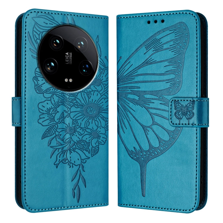 Embossed Butterfly Leather Phone Case, For Xiaomi Redmi K70E, For Xiaomi Poco X6 Pro, For Xiaomi 14 Ultra 5G Global, For Xiaomi 14 Pro 5G Global, For Xiaomi 14 5G Global, For Xiaomi Redmi Note 13 5G Global