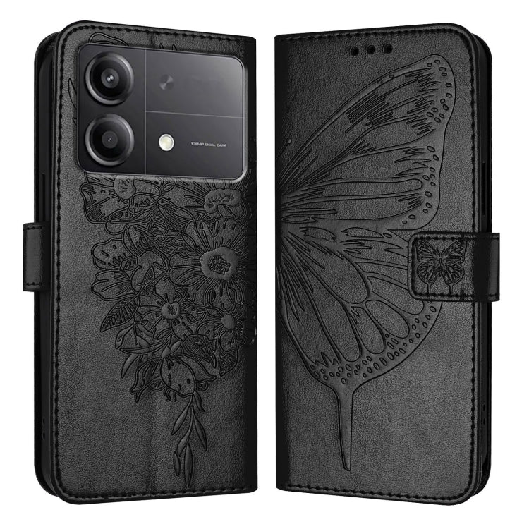 Embossed Butterfly Leather Phone Case, For Xiaomi Poco F6, For Xiaomi Poco M6 Pro 4G, For Xiaomi Poco X6 Neo 5G Global, For Xiaomi Redmi A3, For Xiaomi Redmi Note 13 Pro 4G Global, For Xiaomi Redmi Note 13 4G Global