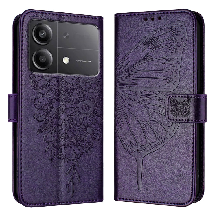 Embossed Butterfly Leather Phone Case, For Xiaomi Poco F6, For Xiaomi Poco M6 Pro 4G, For Xiaomi Poco X6 Neo 5G Global, For Xiaomi Redmi A3, For Xiaomi Redmi Note 13 Pro 4G Global, For Xiaomi Redmi Note 13 4G Global