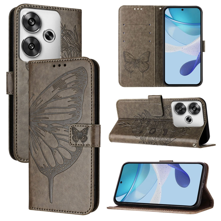 Embossed Butterfly Leather Phone Case, For Xiaomi Poco F6, For Xiaomi Poco M6 Pro 4G, For Xiaomi Poco X6 Neo 5G Global, For Xiaomi Redmi A3, For Xiaomi Redmi Note 13 Pro 4G Global, For Xiaomi Redmi Note 13 4G Global
