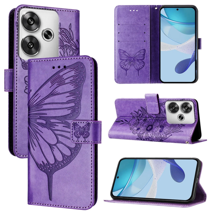 Embossed Butterfly Leather Phone Case, For Xiaomi Poco F6, For Xiaomi Poco M6 Pro 4G, For Xiaomi Poco X6 Neo 5G Global, For Xiaomi Redmi A3, For Xiaomi Redmi Note 13 Pro 4G Global, For Xiaomi Redmi Note 13 4G Global