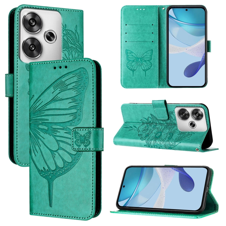 Embossed Butterfly Leather Phone Case, For Xiaomi Poco F6, For Xiaomi Poco M6 Pro 4G, For Xiaomi Poco X6 Neo 5G Global, For Xiaomi Redmi A3, For Xiaomi Redmi Note 13 Pro 4G Global, For Xiaomi Redmi Note 13 4G Global