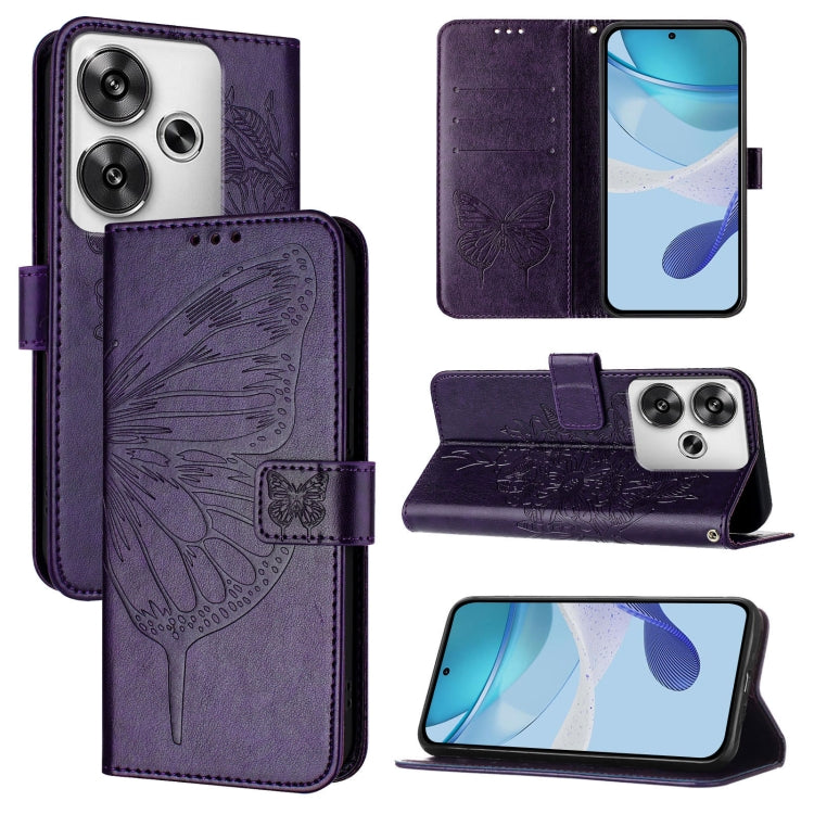 Embossed Butterfly Leather Phone Case, For Xiaomi Poco F6, For Xiaomi Poco M6 Pro 4G, For Xiaomi Poco X6 Neo 5G Global, For Xiaomi Redmi A3, For Xiaomi Redmi Note 13 Pro 4G Global, For Xiaomi Redmi Note 13 4G Global