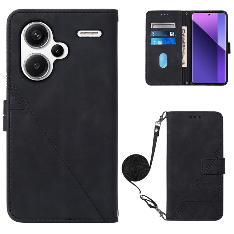 Crossbody 3D Embossed Flip Leather Phone Case, For Xiaomi Redmi Note 13 Pro+ 5G, For Xiaomi Redmi Note 13 Pro 5G Global