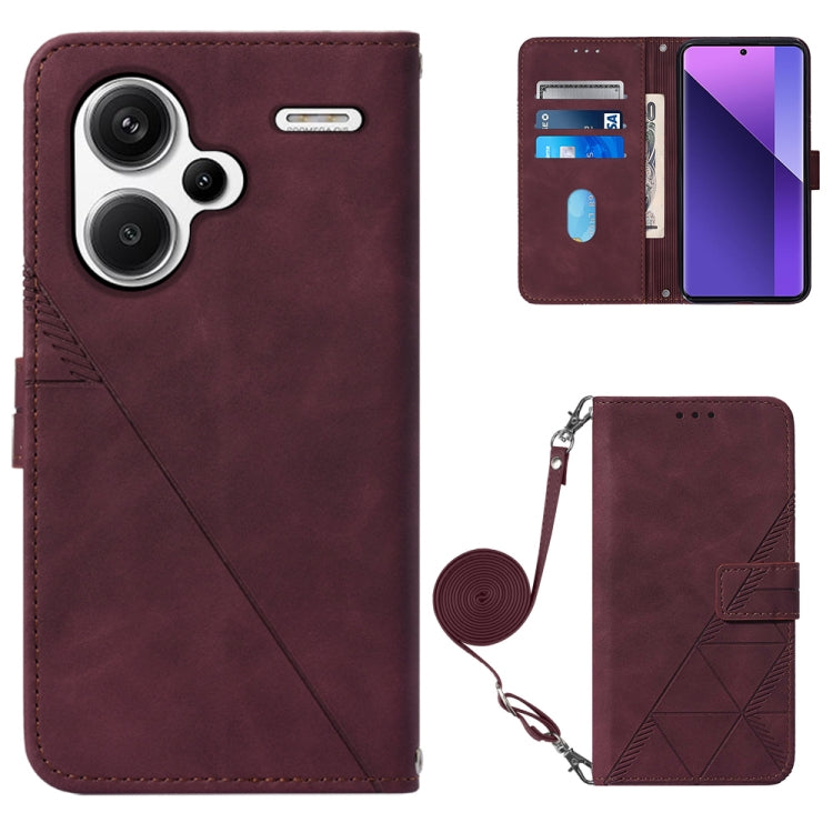 Crossbody 3D Embossed Flip Leather Phone Case, For Xiaomi Redmi Note 13 Pro+ 5G, For Xiaomi Redmi Note 13 Pro 5G Global