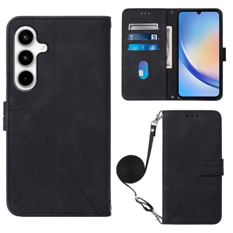 Crossbody 3D Embossed Flip Leather Phone Case, For Samsung Galaxy S24 FE 5G, For Samsung Galaxy M35, For Samsung Galaxy A55, For Samsung Galaxy A35 5G, For Samsung Galaxy S24 Ultra 5G, For Samsung Galaxy S24+ 5G, For Samsung Galaxy S24 5G