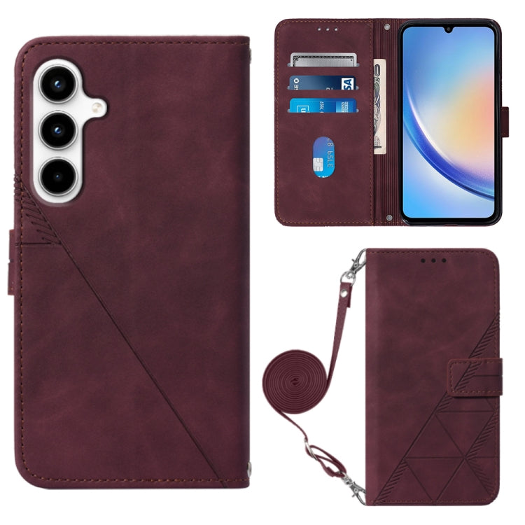 Crossbody 3D Embossed Flip Leather Phone Case, For Samsung Galaxy S24 FE 5G, For Samsung Galaxy M35, For Samsung Galaxy A55, For Samsung Galaxy A35 5G, For Samsung Galaxy S24 Ultra 5G, For Samsung Galaxy S24+ 5G, For Samsung Galaxy S24 5G