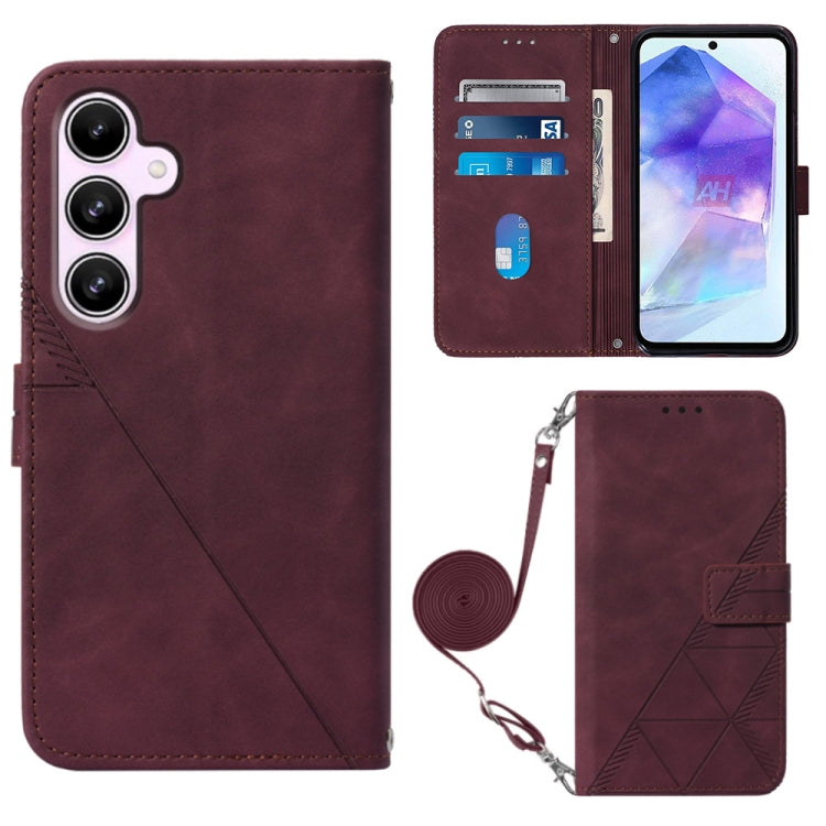 Crossbody 3D Embossed Flip Leather Phone Case, For Samsung Galaxy S24 FE 5G, For Samsung Galaxy M35, For Samsung Galaxy A55, For Samsung Galaxy A35 5G, For Samsung Galaxy S24 Ultra 5G, For Samsung Galaxy S24+ 5G, For Samsung Galaxy S24 5G