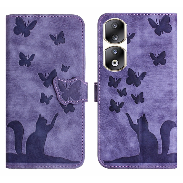Butterfly Cat Embossing Flip Leather Phone Case, For Honor 90 Lite / X50i, For Honor 90 Pro 5G, For Honor 90 / 80