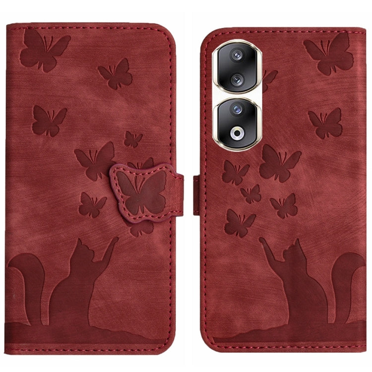 Butterfly Cat Embossing Flip Leather Phone Case, For Honor 90 Lite / X50i, For Honor 90 Pro 5G, For Honor 90 / 80