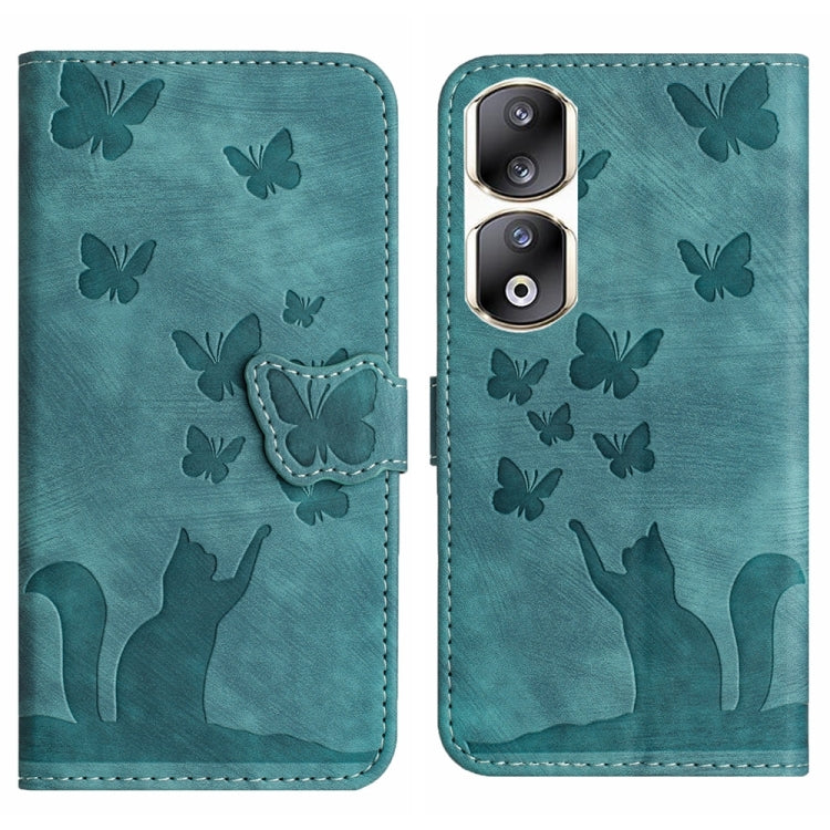 Butterfly Cat Embossing Flip Leather Phone Case, For Honor 90 Lite / X50i, For Honor 90 Pro 5G, For Honor 90 / 80
