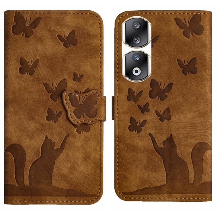 Butterfly Cat Embossing Flip Leather Phone Case, For Honor 90 Lite / X50i, For Honor 90 Pro 5G, For Honor 90 / 80