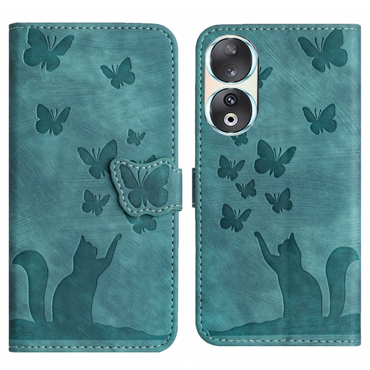 Butterfly Cat Embossing Flip Leather Phone Case, For Honor 90 Lite / X50i, For Honor 90 Pro 5G, For Honor 90 / 80