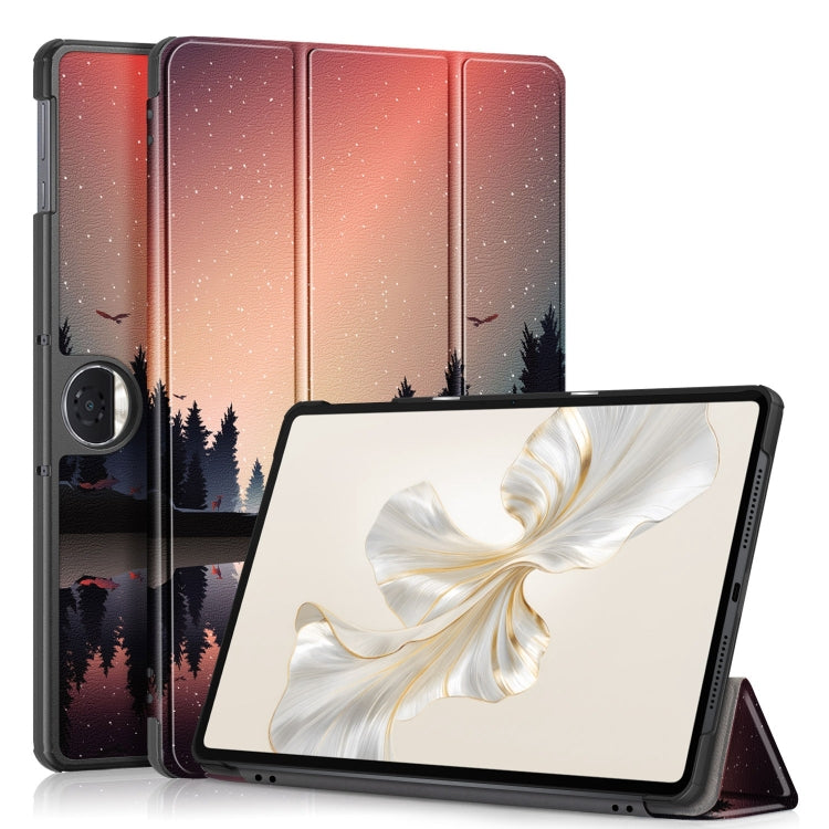 Custer Painted 3-Fold Leather Tablet Case, For Honor Pad X9a / X9 Pro, For Honor Pad V9 11.5, For Honor Pad X8a, For Honor Pad 9