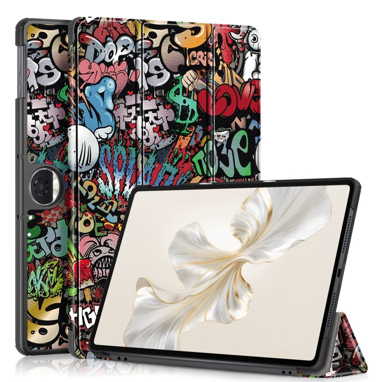 Custer Painted 3-Fold Leather Tablet Case, For Honor Pad X9a / X9 Pro, For Honor Pad V9 11.5, For Honor Pad X8a, For Honor Pad 9