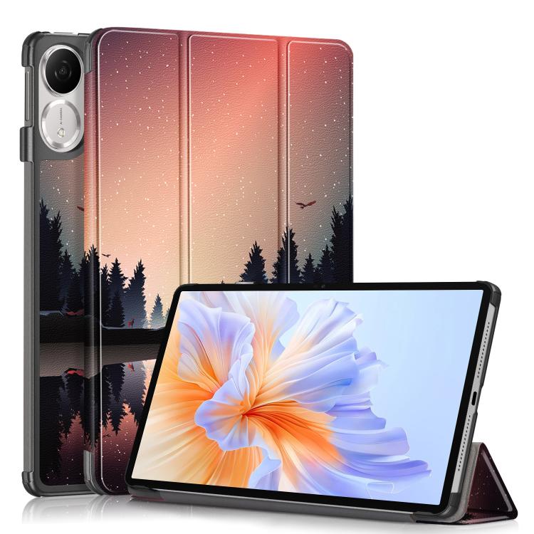Custer Painted 3-Fold Leather Tablet Case, For Honor Pad X9a / X9 Pro, For Honor Pad V9 11.5, For Honor Pad X8a, For Honor Pad 9