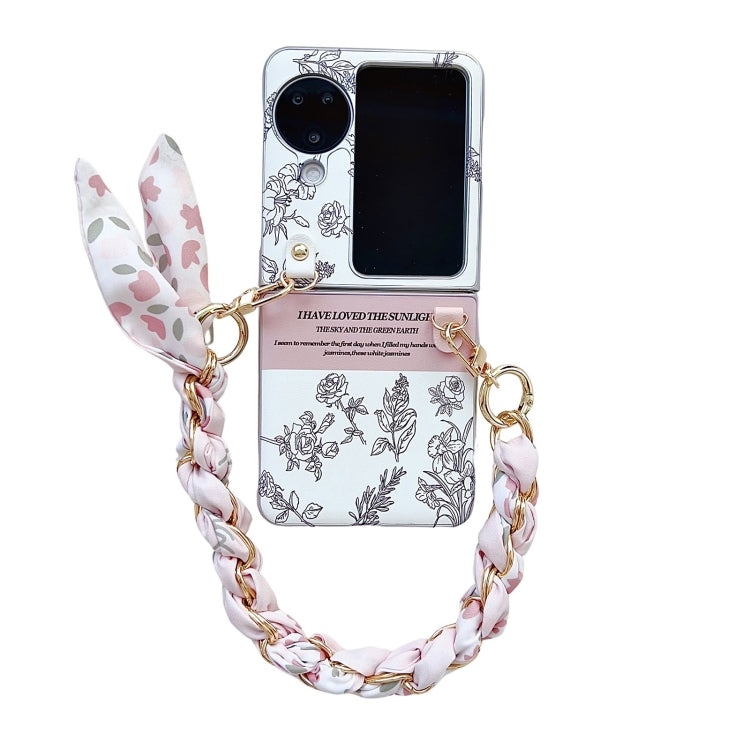 Pearlescent Paint Painted PC Phone Case with DIY Scarf Bracelet, For OPPO Find N3, For OPPO Find N3 Flip, For OPPO Find N2, For OPPO Find N2 Flip