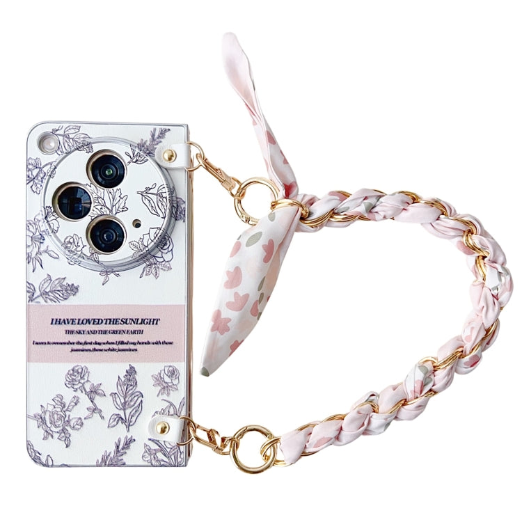 Pearlescent Paint Painted PC Phone Case with DIY Scarf Bracelet, For OPPO Find N3, For OPPO Find N3 Flip, For OPPO Find N2, For OPPO Find N2 Flip