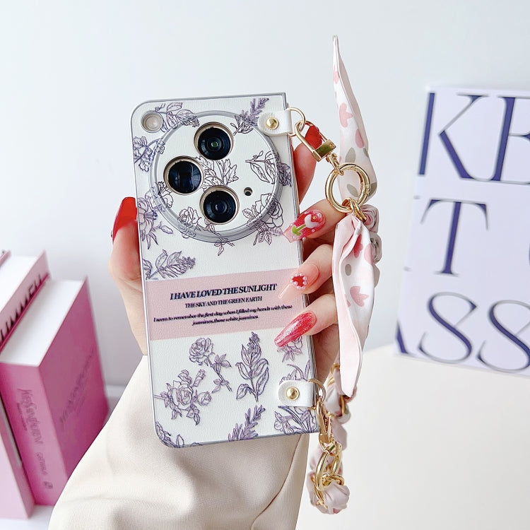 Pearlescent Paint Painted PC Phone Case with DIY Scarf Bracelet, For OPPO Find N3, For OPPO Find N3 Flip, For OPPO Find N2, For OPPO Find N2 Flip
