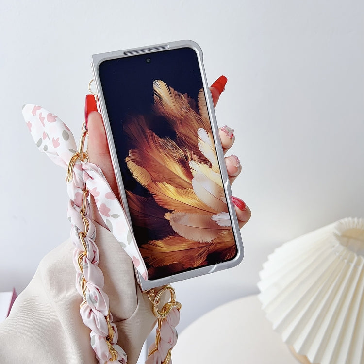 Pearlescent Paint Painted PC Phone Case with DIY Scarf Bracelet, For OPPO Find N3, For OPPO Find N3 Flip, For OPPO Find N2, For OPPO Find N2 Flip