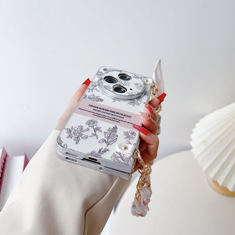 Pearlescent Paint Painted PC Phone Case with DIY Scarf Bracelet, For OPPO Find N3, For OPPO Find N3 Flip, For OPPO Find N2, For OPPO Find N2 Flip