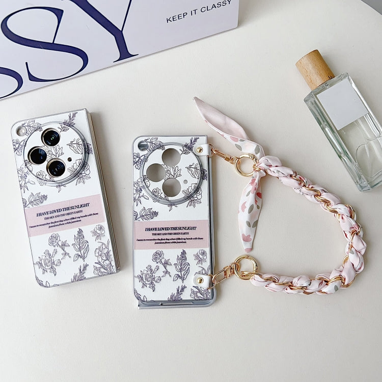 Pearlescent Paint Painted PC Phone Case with DIY Scarf Bracelet, For OPPO Find N3, For OPPO Find N3 Flip, For OPPO Find N2, For OPPO Find N2 Flip