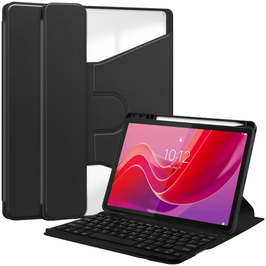360 Rotation Transparent Smart Leather Case with Keyboard, For Lenovo Tab M11/Xiaoxin Pad 11 2024