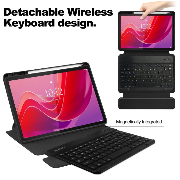 360 Rotation Transparent Smart Leather Case with Keyboard, For Lenovo Tab M11/Xiaoxin Pad 11 2024