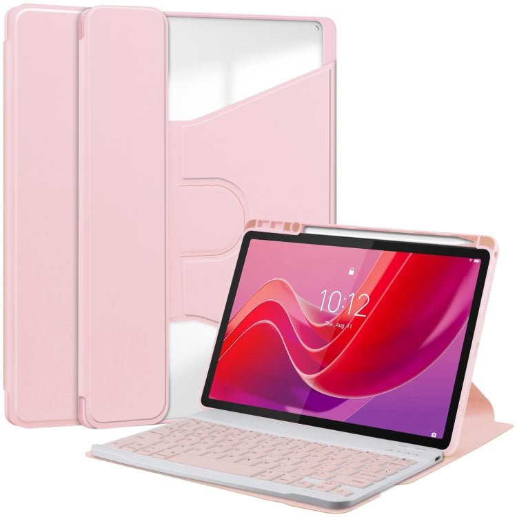 360 Rotation Transparent Smart Leather Case with Keyboard, For Lenovo Tab M11/Xiaoxin Pad 11 2024