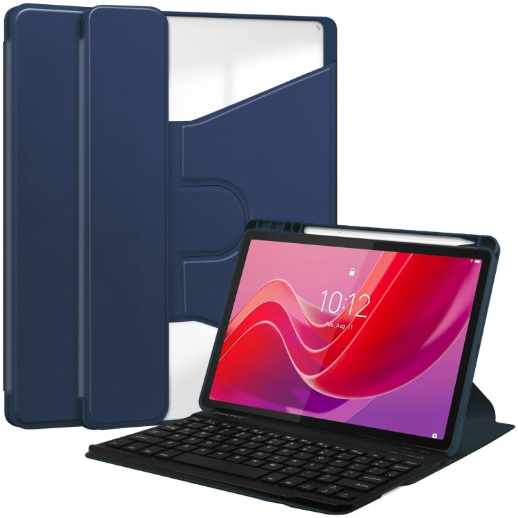 360 Rotation Transparent Smart Leather Case with Keyboard, For Lenovo Tab M11/Xiaoxin Pad 11 2024