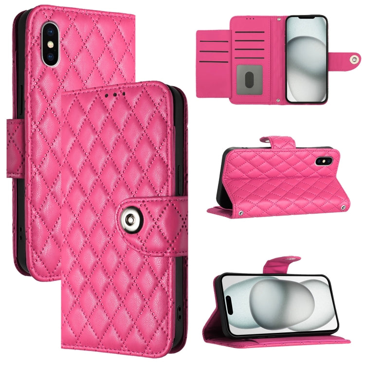 Rhombic Texture Flip Leather Phone Case with Lanyard, For iPhone 11, For iPhone 11 Pro, For iPhone XS / X, For iPhone XR, For iPhone XS Max, For iPhone 8 Plus / 7 Plus / 6s Plus