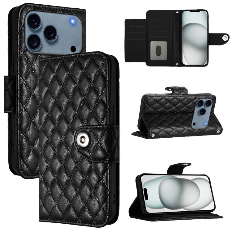 Rhombic Texture Flip Leather Phone Case with Lanyard, For iPhone 18 Pro / 17 Pro, For iPhone 18 Pro Max / 17 Pro Max, For iPhone 17, For iPhone Air, For iPhone SE 2024, For iPhone 16 Pro Max, For iPhone 16 Pro, For iPhone 16 Plus