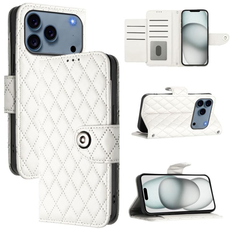 Rhombic Texture Flip Leather Phone Case with Lanyard, For iPhone 18 Pro / 17 Pro, For iPhone 18 Pro Max / 17 Pro Max, For iPhone 17, For iPhone Air, For iPhone SE 2024, For iPhone 16 Pro Max, For iPhone 16 Pro, For iPhone 16 Plus