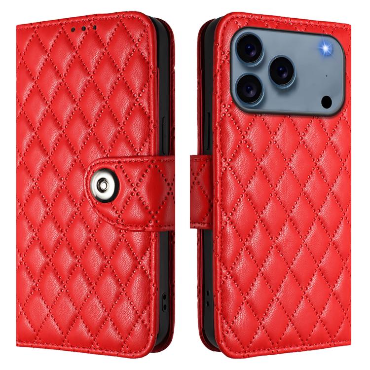 Rhombic Texture Flip Leather Phone Case with Lanyard, For iPhone 18 Pro / 17 Pro, For iPhone 18 Pro Max / 17 Pro Max, For iPhone 17, For iPhone Air, For iPhone SE 2024, For iPhone 16 Pro Max, For iPhone 16 Pro, For iPhone 16 Plus