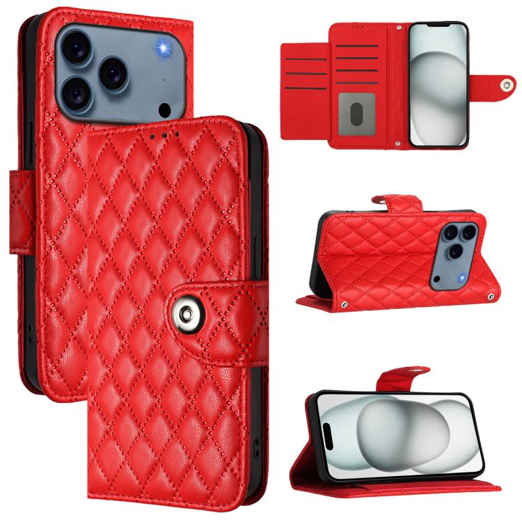 Rhombic Texture Flip Leather Phone Case with Lanyard, For iPhone 18 Pro / 17 Pro, For iPhone 18 Pro Max / 17 Pro Max, For iPhone 17, For iPhone Air, For iPhone SE 2024, For iPhone 16 Pro Max, For iPhone 16 Pro, For iPhone 16 Plus