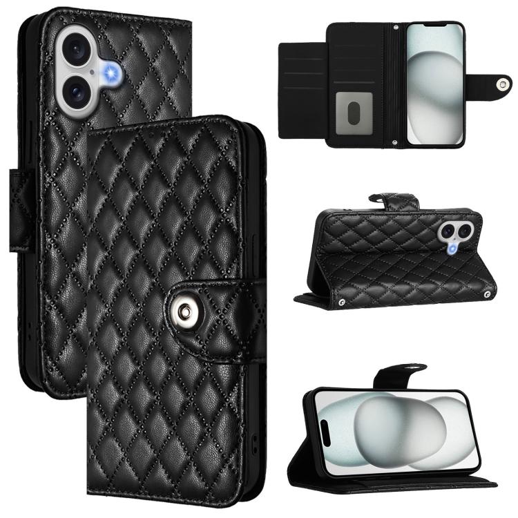 Rhombic Texture Flip Leather Phone Case with Lanyard, For iPhone 18 Pro / 17 Pro, For iPhone 18 Pro Max / 17 Pro Max, For iPhone 17, For iPhone Air, For iPhone SE 2024, For iPhone 16 Pro Max, For iPhone 16 Pro, For iPhone 16 Plus