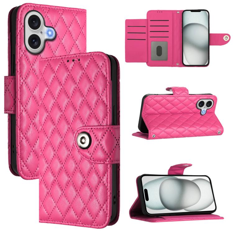 Rhombic Texture Flip Leather Phone Case with Lanyard, For iPhone 18 Pro / 17 Pro, For iPhone 18 Pro Max / 17 Pro Max, For iPhone 17, For iPhone Air, For iPhone SE 2024, For iPhone 16 Pro Max, For iPhone 16 Pro, For iPhone 16 Plus