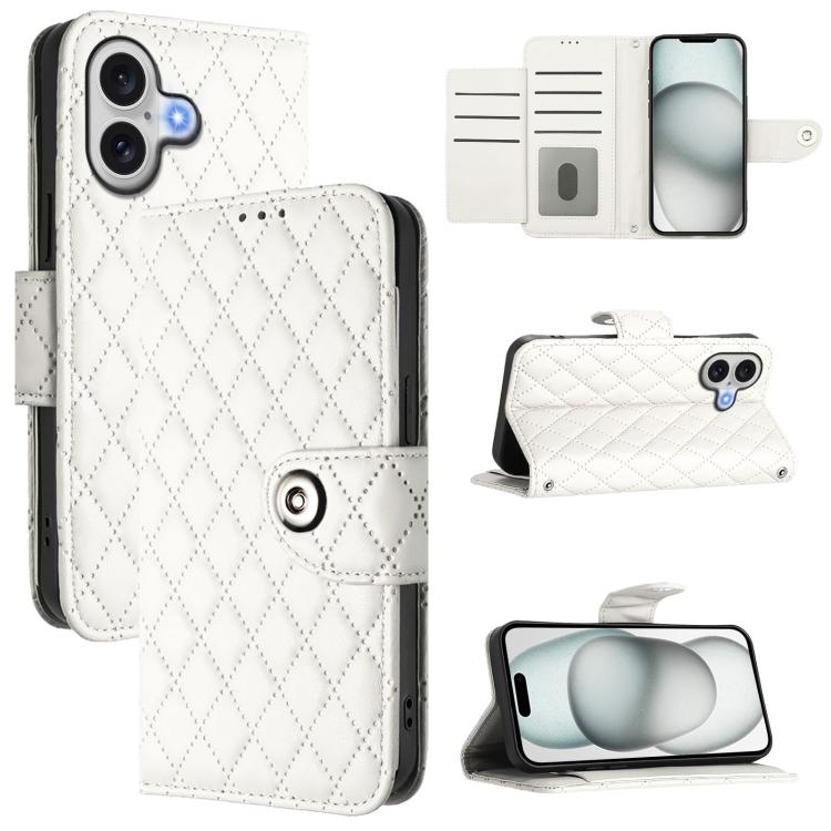 Rhombic Texture Flip Leather Phone Case with Lanyard, For iPhone 18 Pro / 17 Pro, For iPhone 18 Pro Max / 17 Pro Max, For iPhone 17, For iPhone Air, For iPhone SE 2024, For iPhone 16 Pro Max, For iPhone 16 Pro, For iPhone 16 Plus