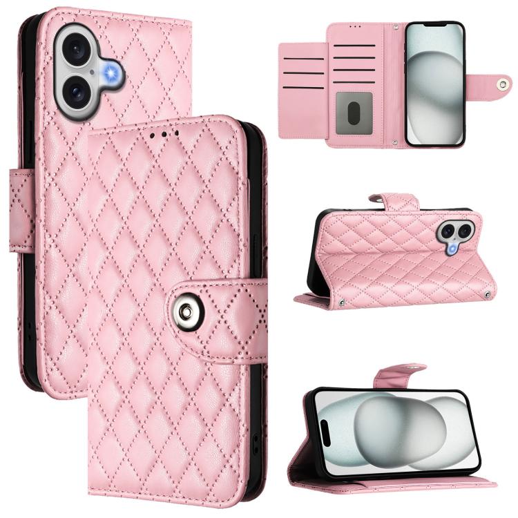 Rhombic Texture Flip Leather Phone Case with Lanyard, For iPhone 18 Pro / 17 Pro, For iPhone 18 Pro Max / 17 Pro Max, For iPhone 17, For iPhone Air, For iPhone SE 2024, For iPhone 16 Pro Max, For iPhone 16 Pro, For iPhone 16 Plus