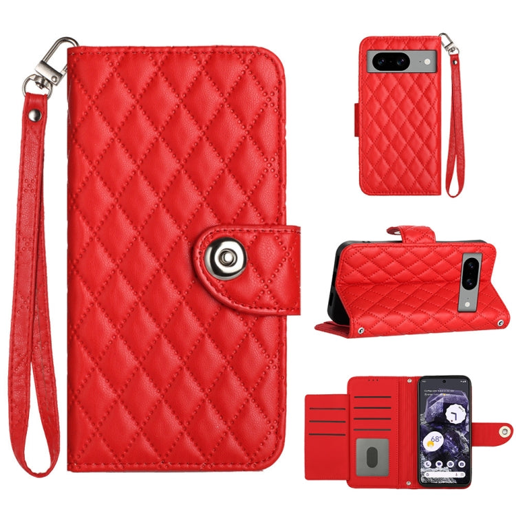 Rhombic Texture Flip Leather Phone Case with Lanyard, For Google Pixel 8 Pro, For Google Pixel 8, For Google Pixel 7a, For Google Pixel 7 Pro, For Google Pixel 7, For Google Pixel 6a, For Google Pixel 6 Pro, For Google Pixel 6