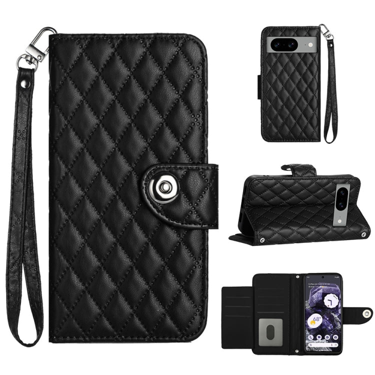 Rhombic Texture Flip Leather Phone Case with Lanyard, For Google Pixel 8 Pro, For Google Pixel 8, For Google Pixel 7a, For Google Pixel 7 Pro, For Google Pixel 7, For Google Pixel 6a, For Google Pixel 6 Pro, For Google Pixel 6
