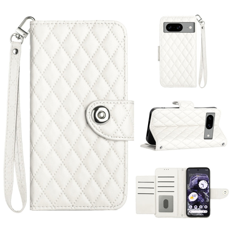 Rhombic Texture Flip Leather Phone Case with Lanyard, For Google Pixel 8 Pro, For Google Pixel 8, For Google Pixel 7a, For Google Pixel 7 Pro, For Google Pixel 7, For Google Pixel 6a, For Google Pixel 6 Pro, For Google Pixel 6