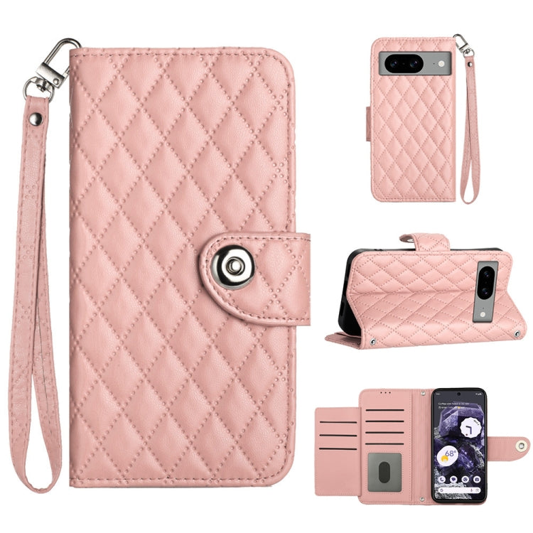 Rhombic Texture Flip Leather Phone Case with Lanyard, For Google Pixel 8 Pro, For Google Pixel 8, For Google Pixel 7a, For Google Pixel 7 Pro, For Google Pixel 7, For Google Pixel 6a, For Google Pixel 6 Pro, For Google Pixel 6